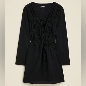 JCREW Tiered tie-front dress in beach cotton BLACK MEDIUM *NWT*